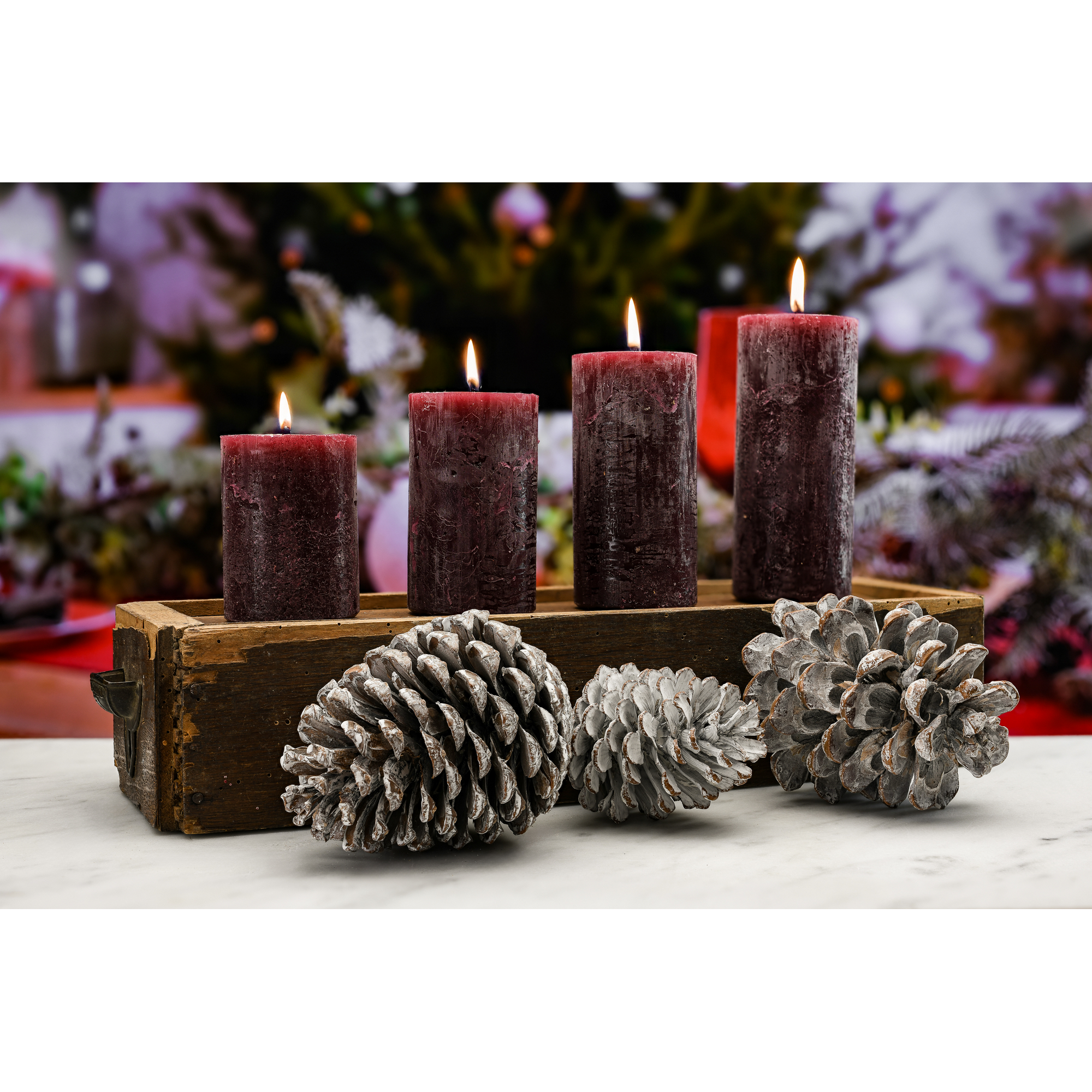 Stumpenkerze 'Rustic Safe' rubinrot Ø 6 x cm