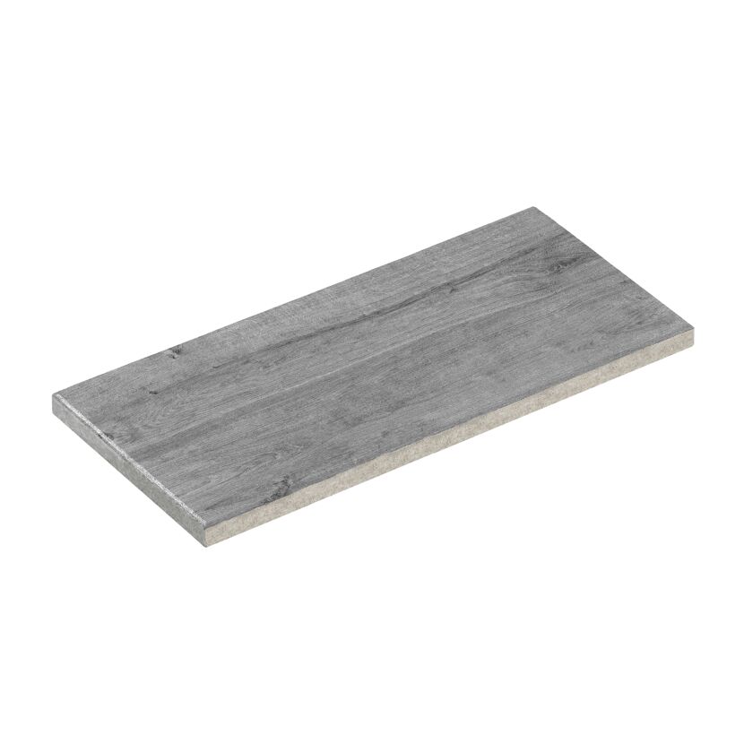 Terrassenplatte 'T-Court Fine Wood' Beton Holzoptik mittelgrau 80 x 40 x 4 cm