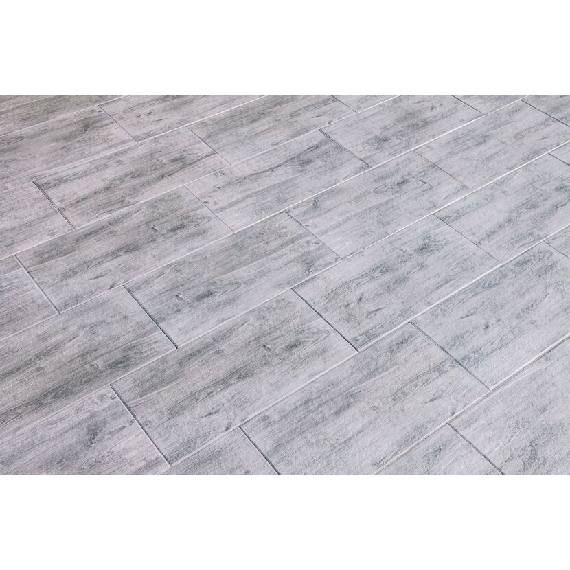 Terrassenplatte 'T-Court Fine Wood' Beton Holzoptik mittelgrau 80 x 40 x 4 cm