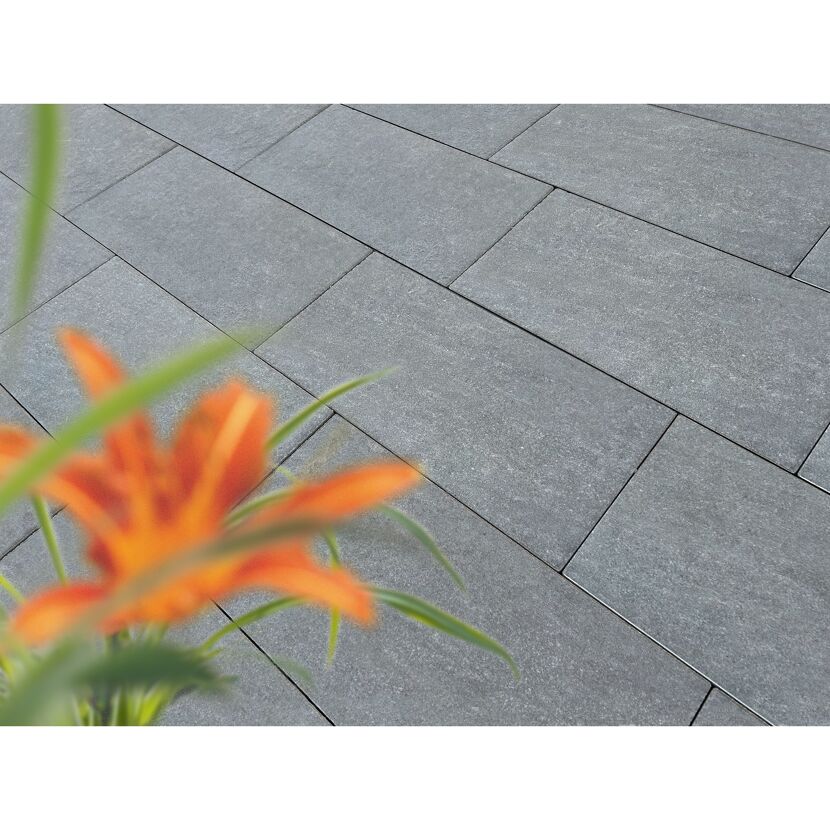Terrassenplatte 'T-Court Supreme' Beton mittelgrau 60 x 30 x 4 cm