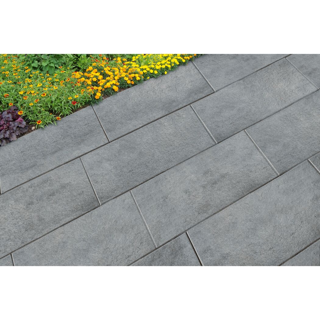 Terrassenplatte 'T-Court Deluxe' Beton basaltgrau 80 x 40 x 4 cm