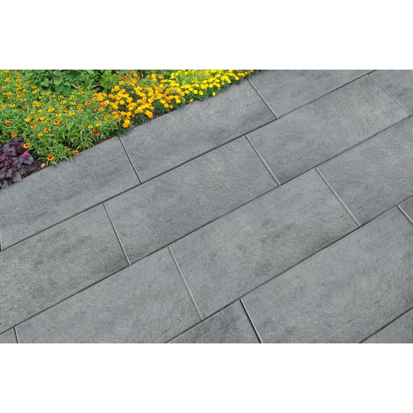 Terrassenplatte 'T-Court Deluxe' Beton basaltgrau 80 x 40 x 4 cm