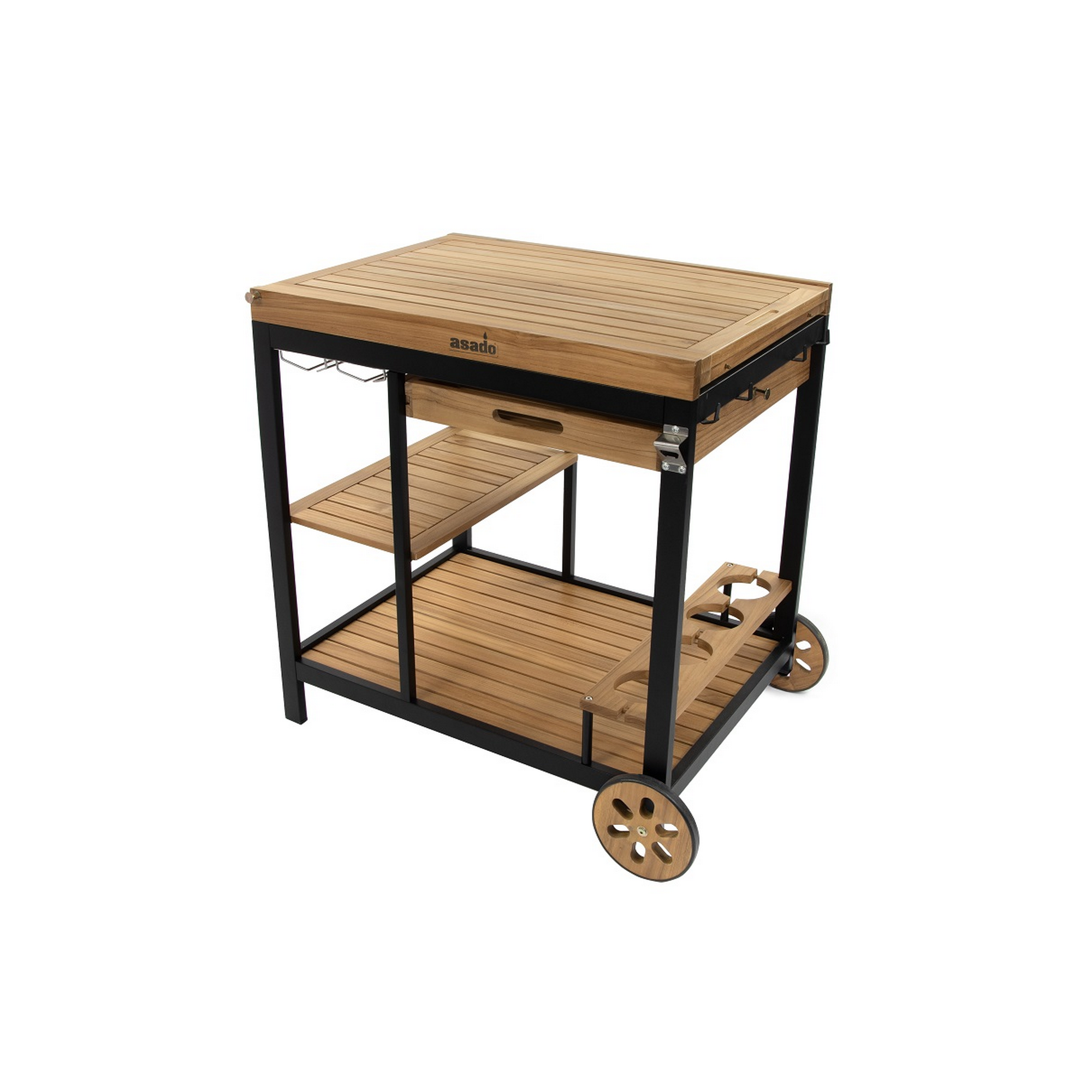 Grillwagen 'Jack' Akazienfarben/schwarz 92 x 82 x 64 cm