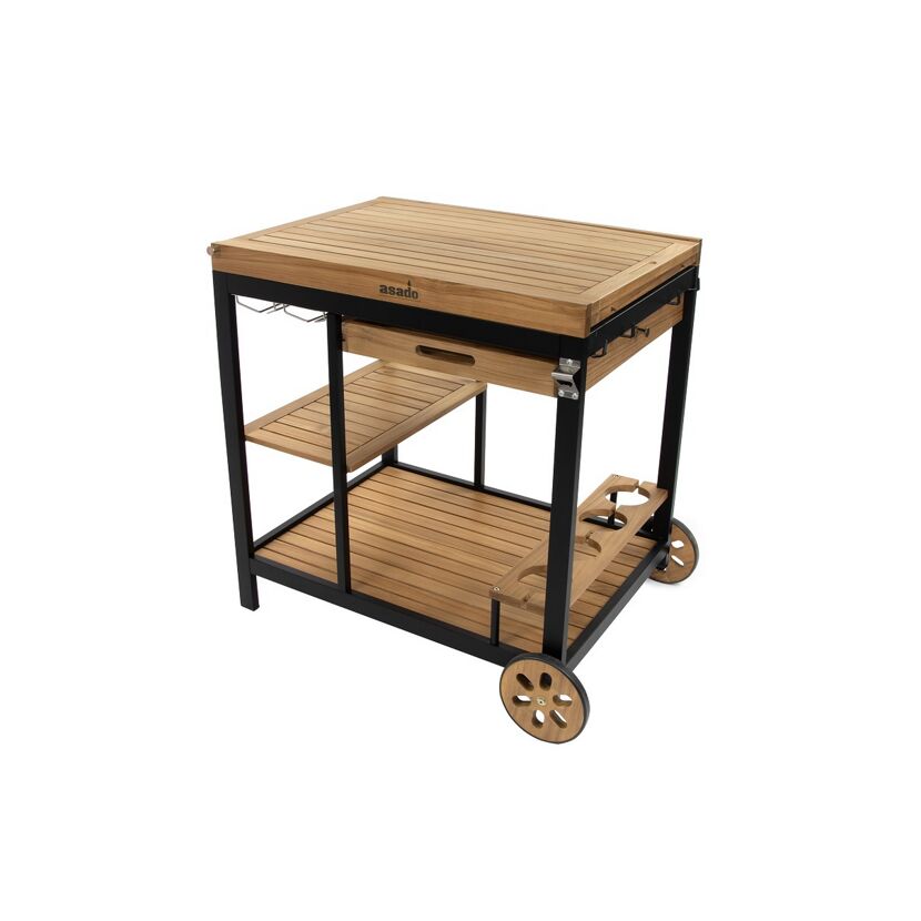 Grillwagen 'Jack' Akazienfarben/schwarz 92 x 82 x 64 cm