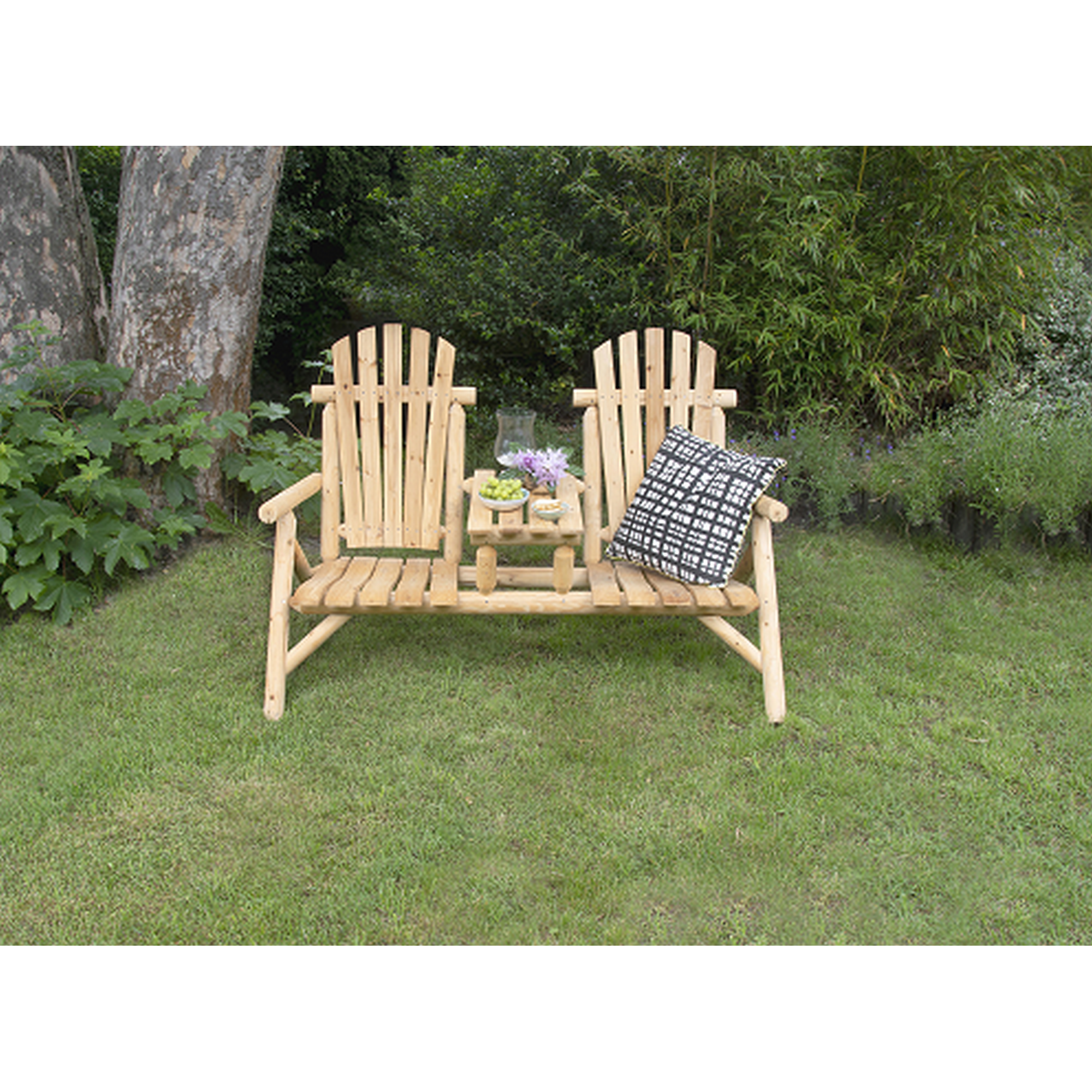 Gartenbank 'Timber' 2-Sitzer Holz braun 155 x 104 x 83 cm