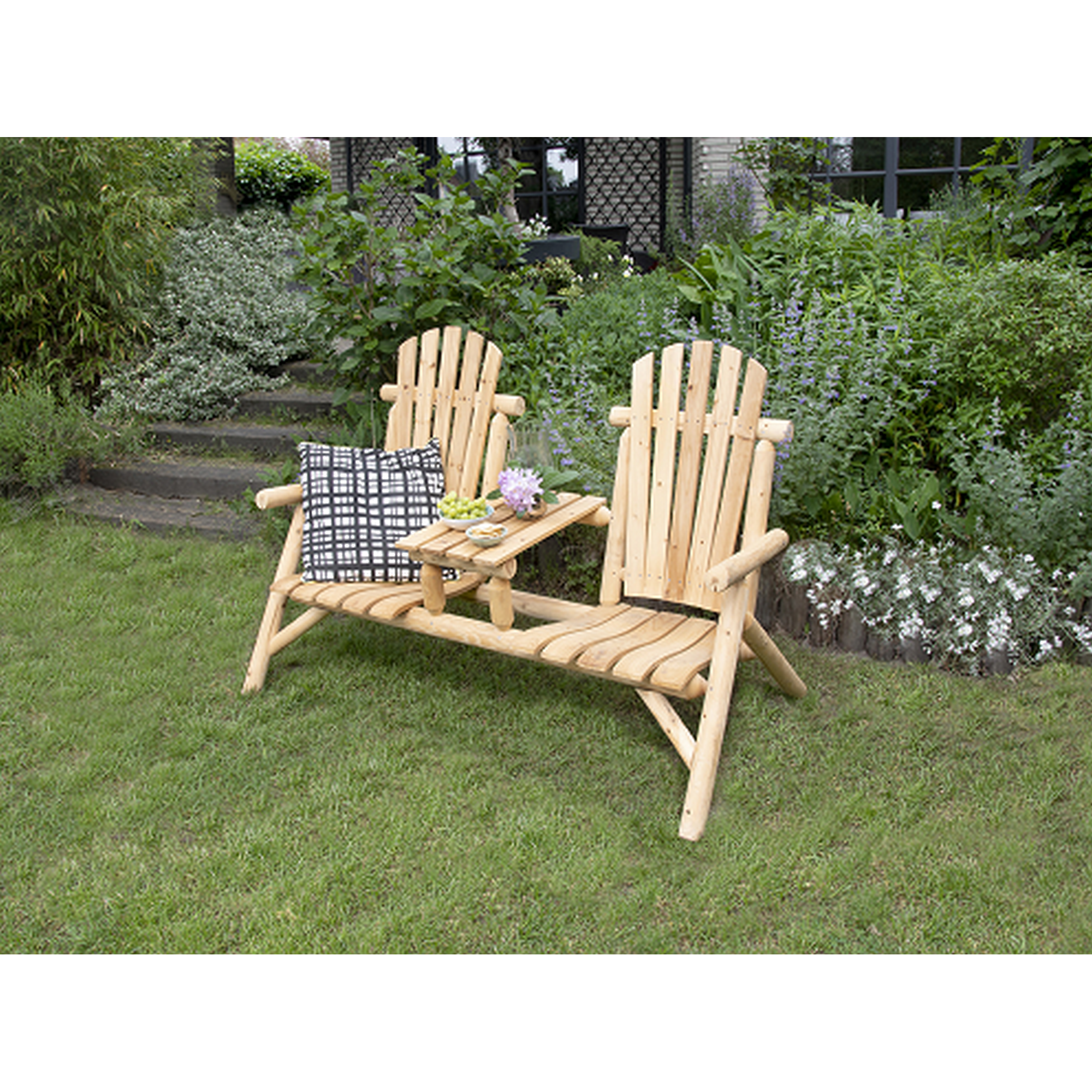 Gartenbank 'Timber' 2-Sitzer Holz braun 155 x 104 x 83 cm
