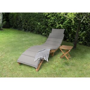 Sonnenliege 'Catania' 182 x 60 x 54 cm Holz braun/grau mit Tisch 2-teilig