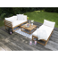 Modul-Lounge 'Karmoy' Holz braun/beige 4-Sitzer mit Tisch 5-teilig