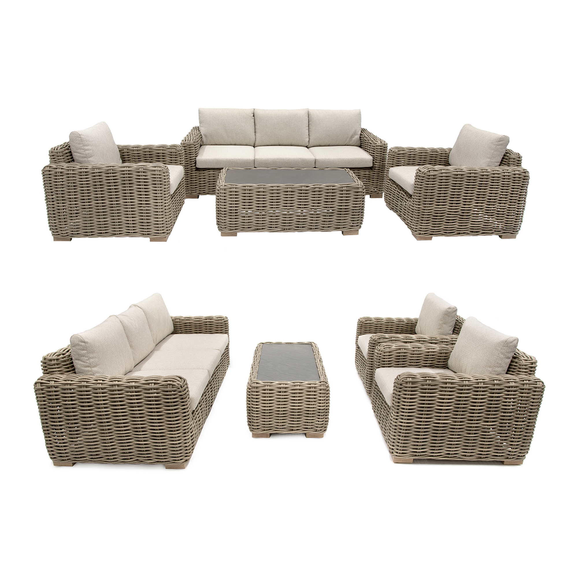 Lounge-Set 'Havana' braun/creme 4-teilig