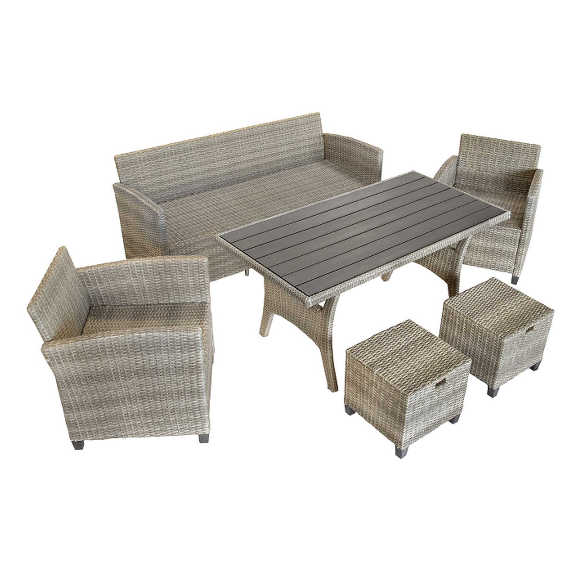 Dining-Lounge-Set 'Prato' braun/grau 6-teilig