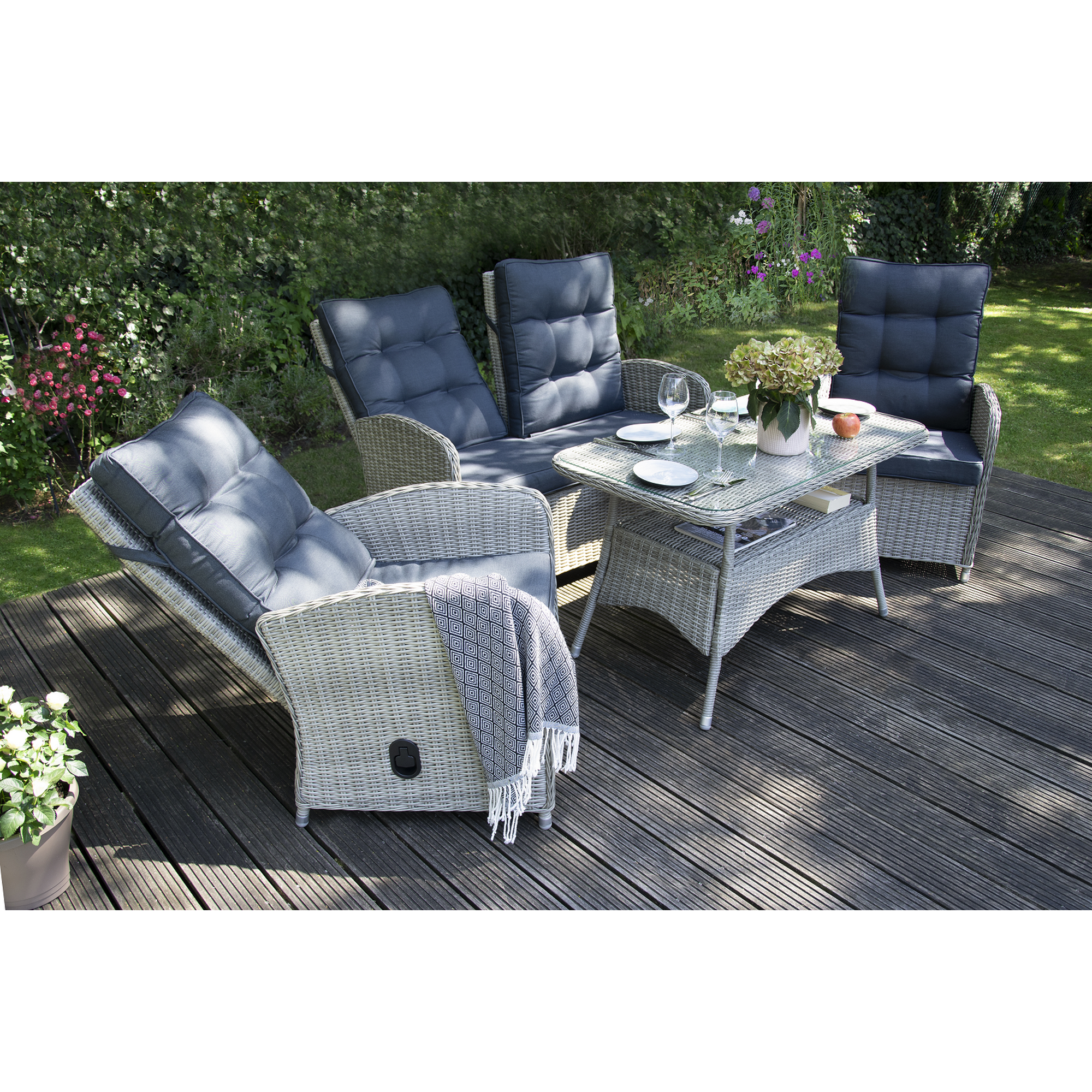 Dining-Lounge-Set 'Monte Carlo' beige/anthrazit 4-teilig
