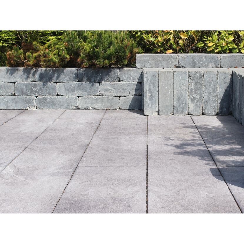 Terrassenplatte 'T-Court Deluxe' Beton grau 80 x 40 x 4 cm
