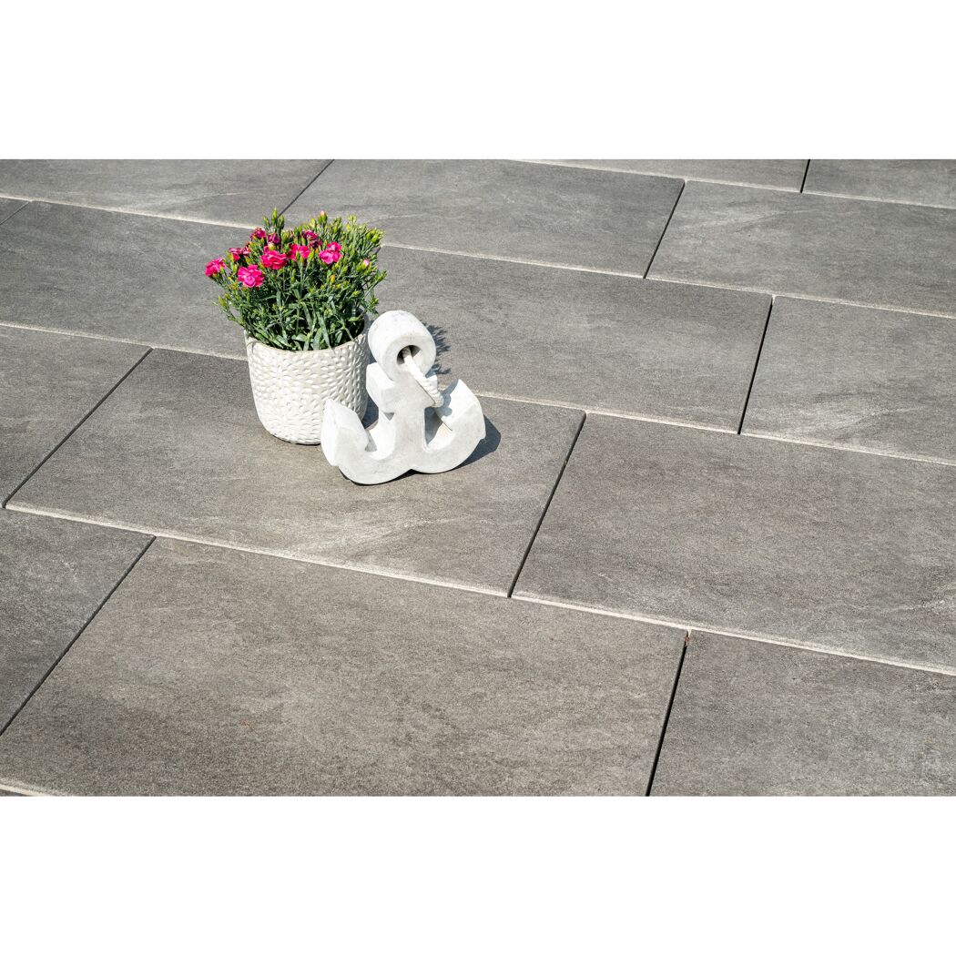 Terrassenplatte 'T-Court Deluxe' Beton basaltgrau 60 x 40 x 4 cm