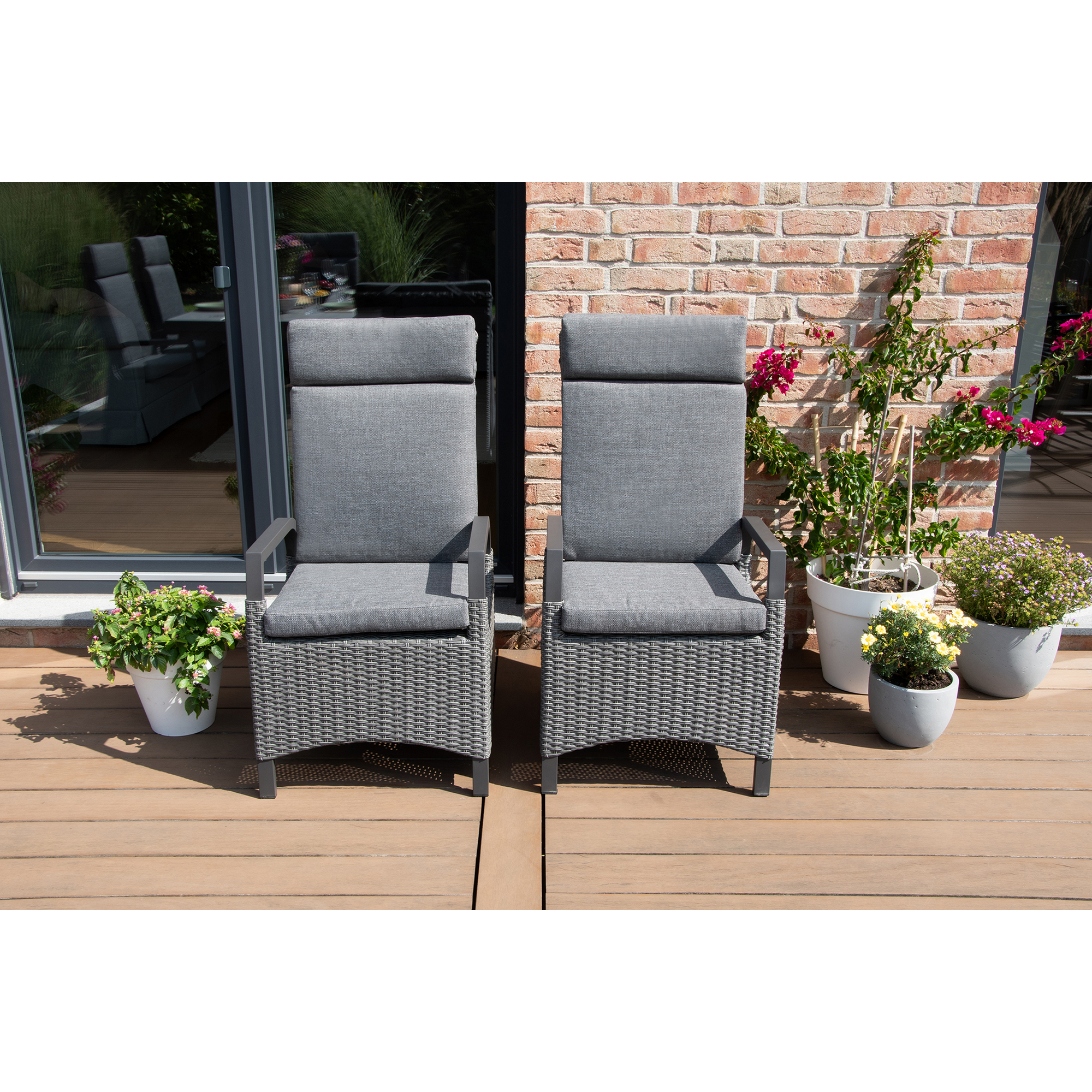 Gartenstuhlset 'Dallas' Aluminium grau 2 Stück