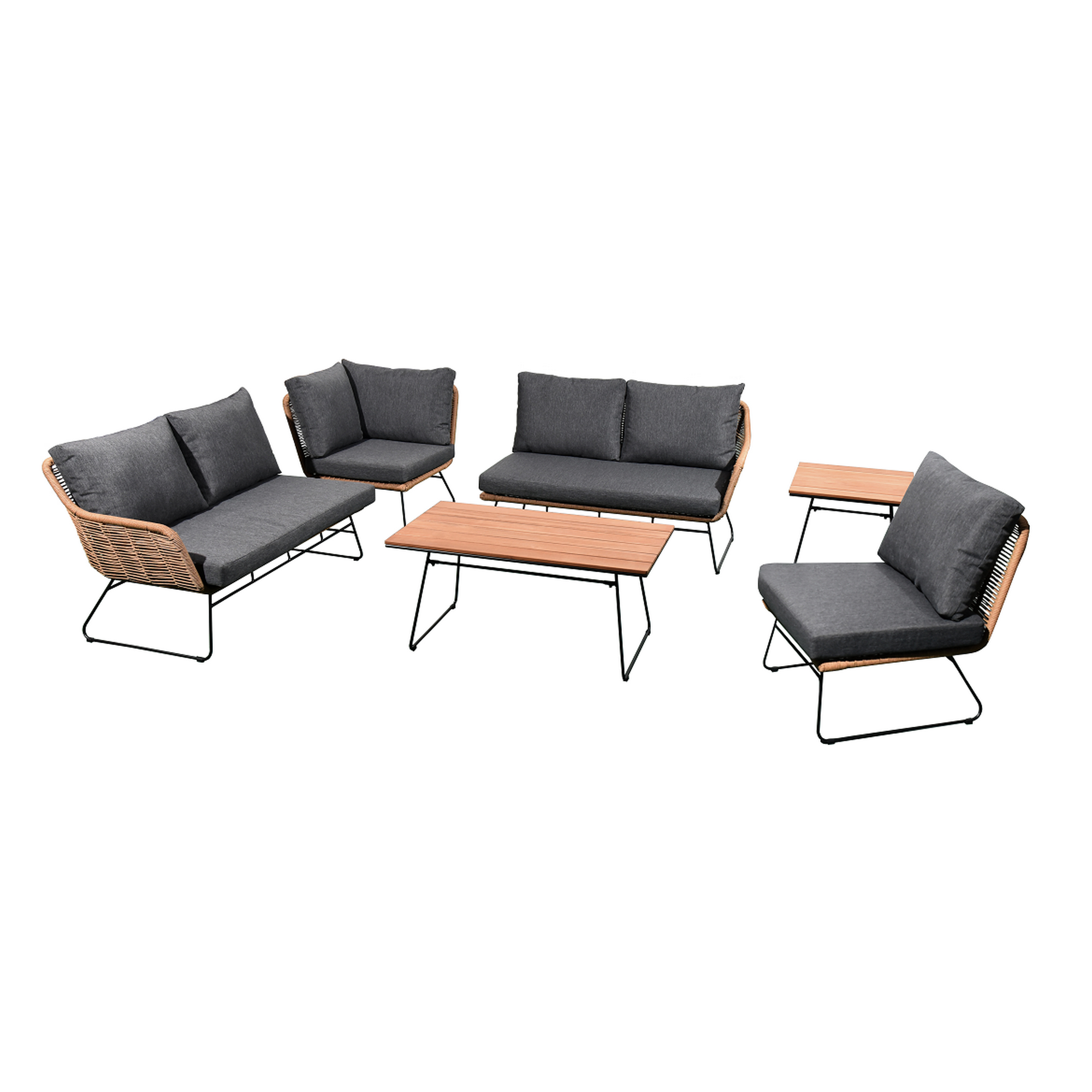Coffee-Lounge-Set 'Montreux' braun/grau 6-teilig