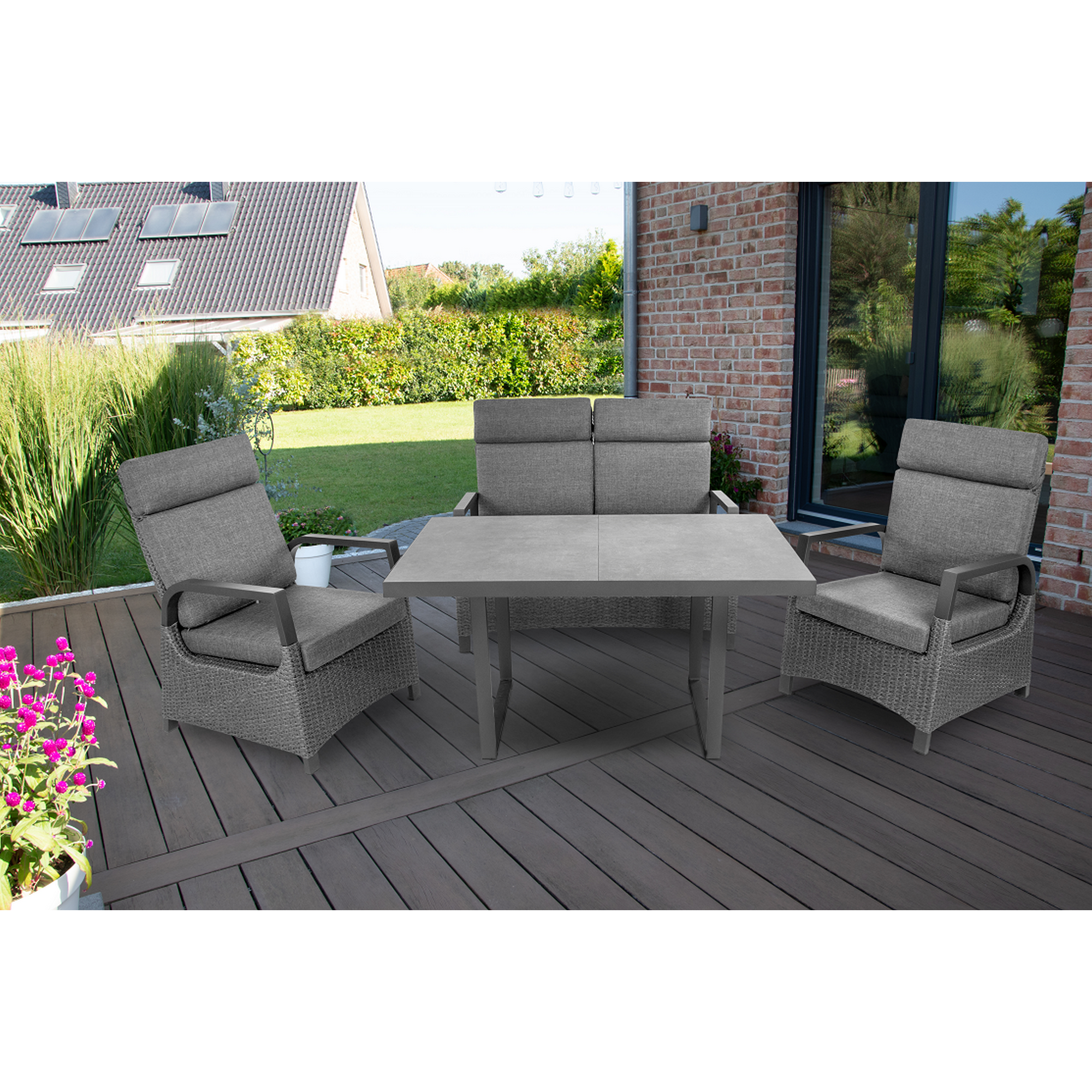 Dining-Lounge-Set 'Orlando' grau 4-teilig