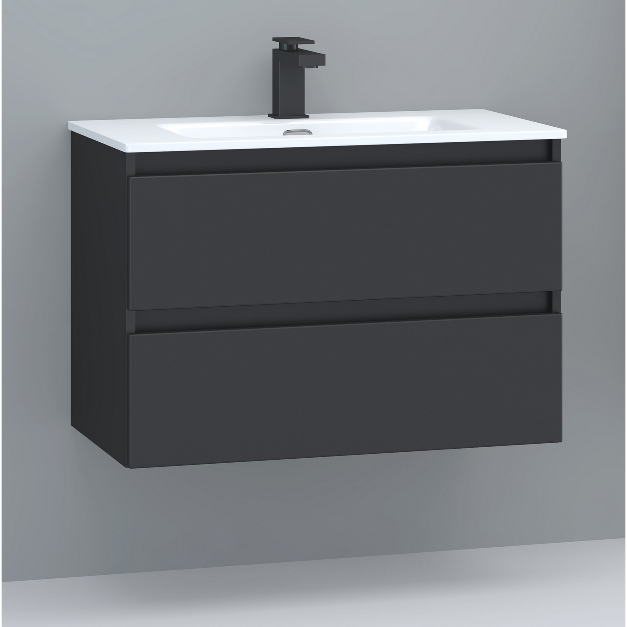 Waschbecken mit Unterschrank 'Nero' schwarz matt 81,5 x 56,5 x 46,5 cm