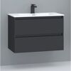 Waschbecken mit Unterschrank 'Nero' schwarz matt 81,5 x 56,5 x 46,5 cm