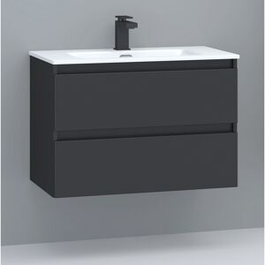 Waschbecken mit Unterschrank 'Nero' schwarz matt 81,5 x 56,5 x 46,5 cm