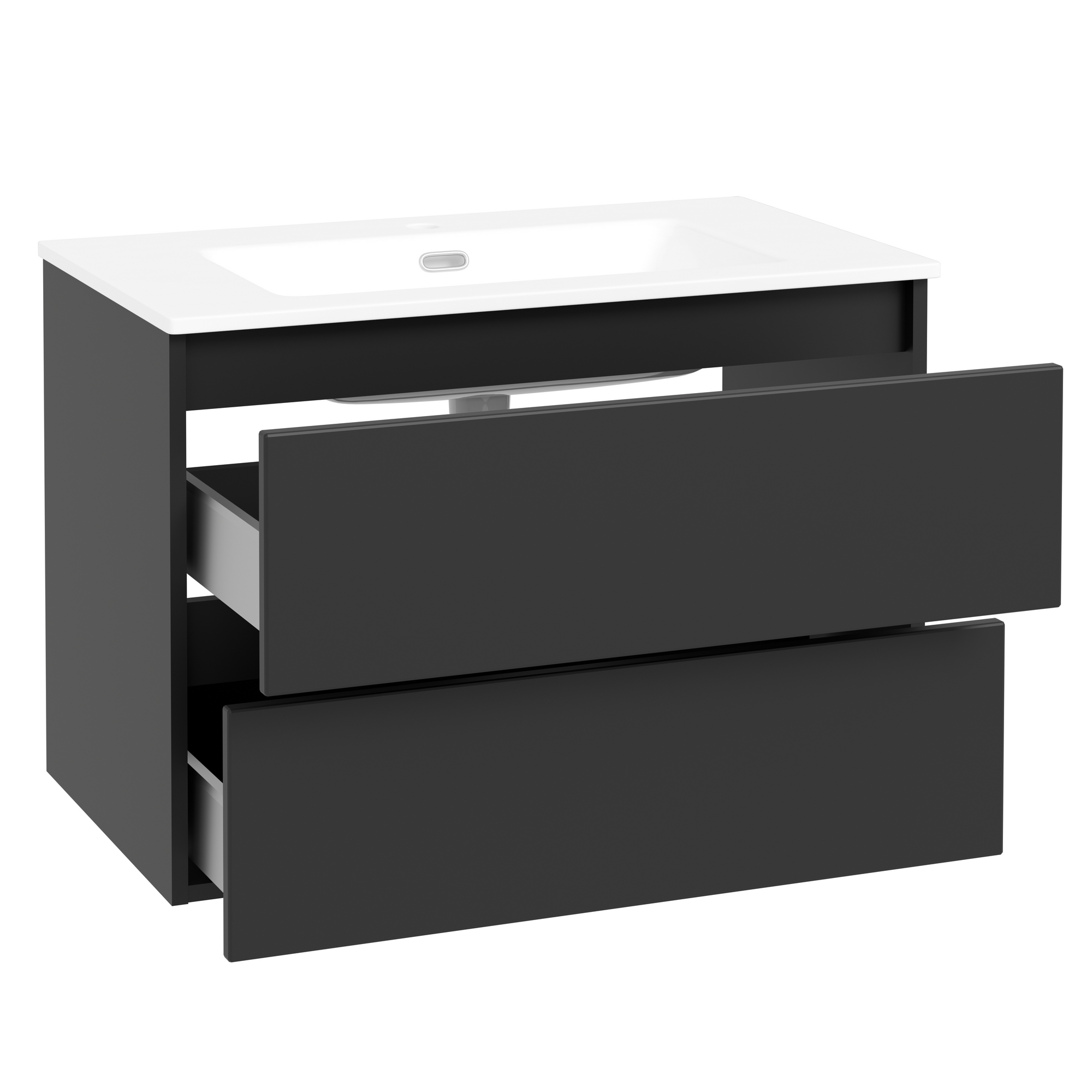 Waschbecken mit Unterschrank 'Nero' schwarz matt 81,5 x 56,5 x 46,5 cm