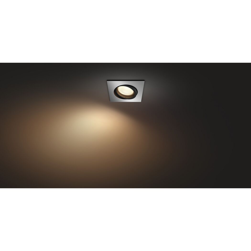 LED-Einbauspot 'Hue' Aluminium eckig leuchtet.