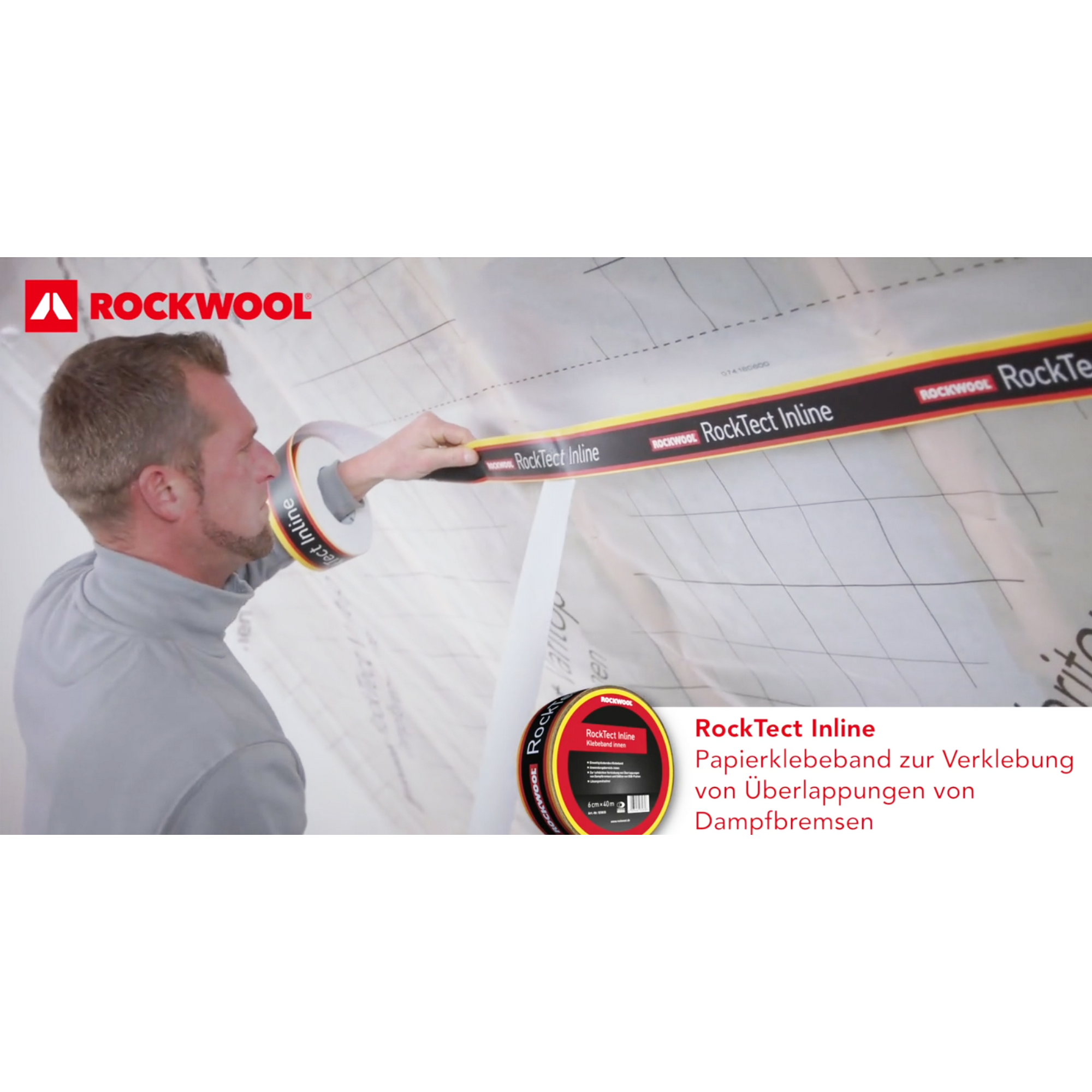 Klebeband 'RockTect Inline' 6 cm x 40 m, innen