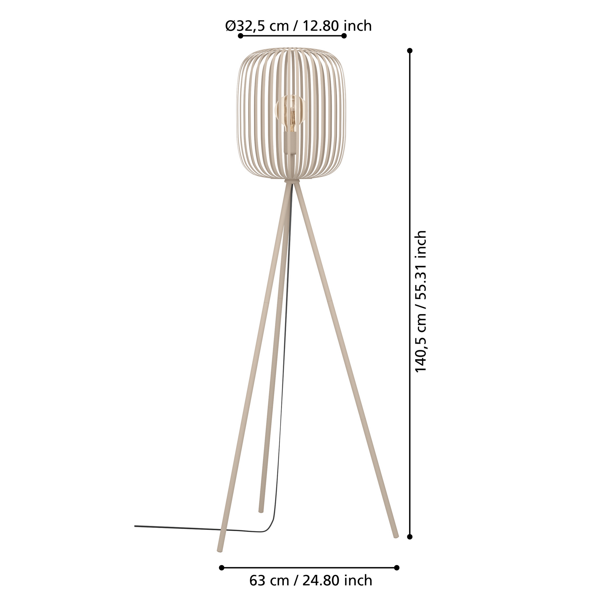 Stehleuchte 'Romazzina' sandfarben 140 cm 1-flammig E27