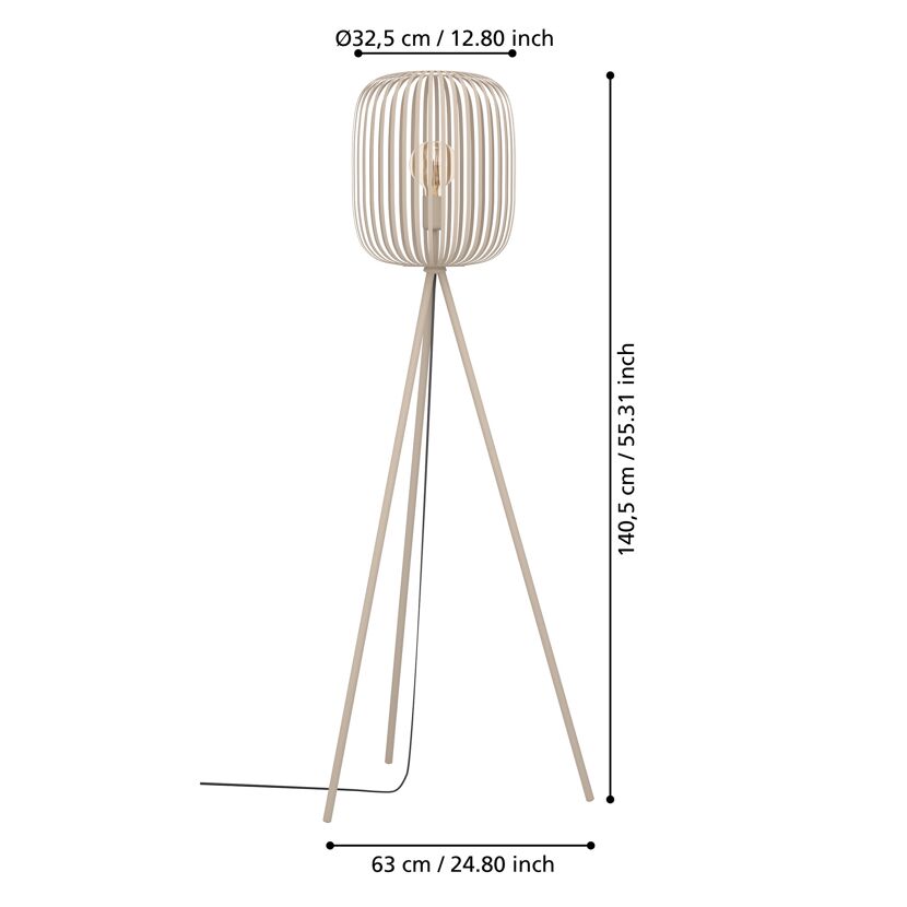 Stehleuchte 'Romazzina' sandfarben 140 cm 1-flammig E27