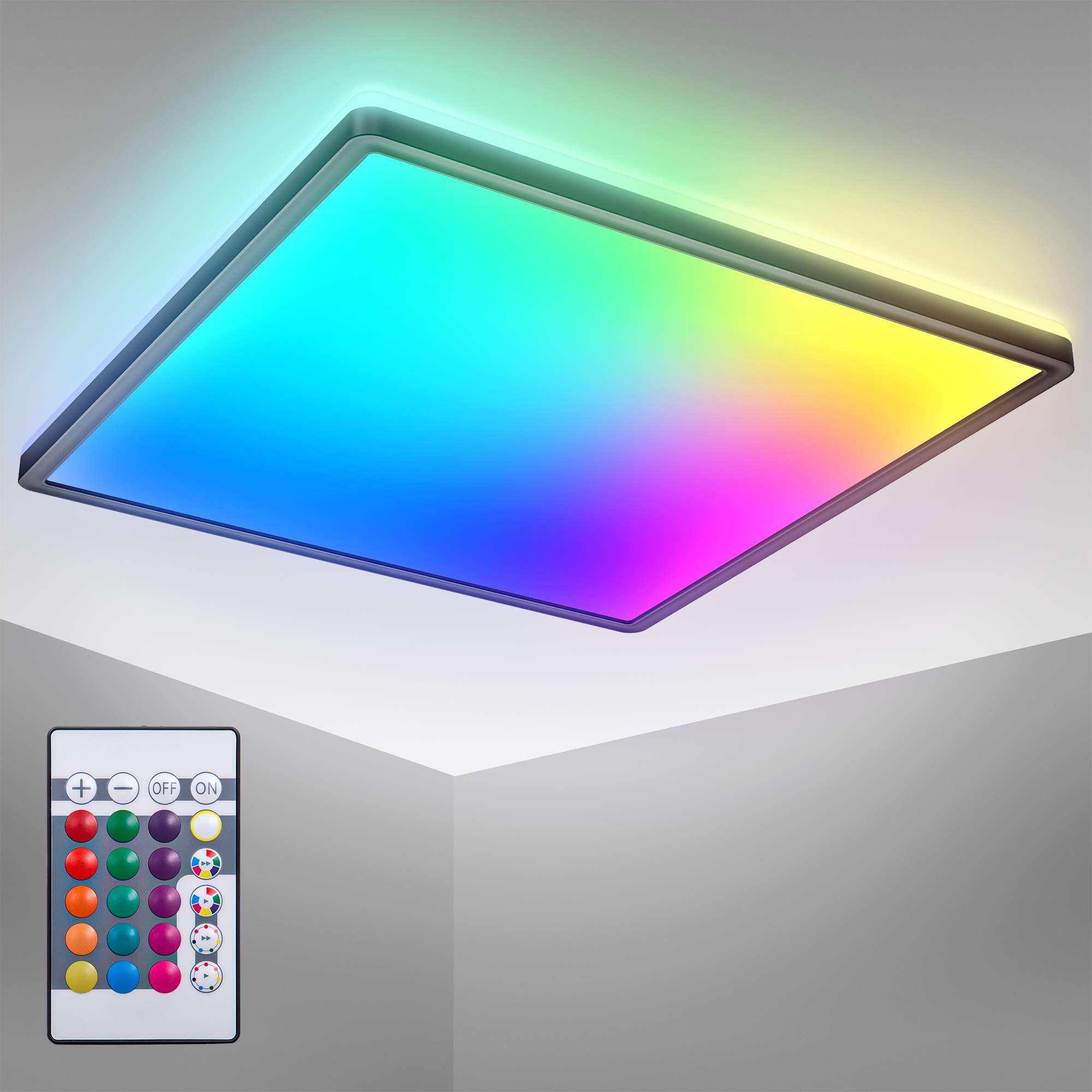 LED-Deckenleuchte 'Slim' 42 x 42 cm schwarz 2700 lm