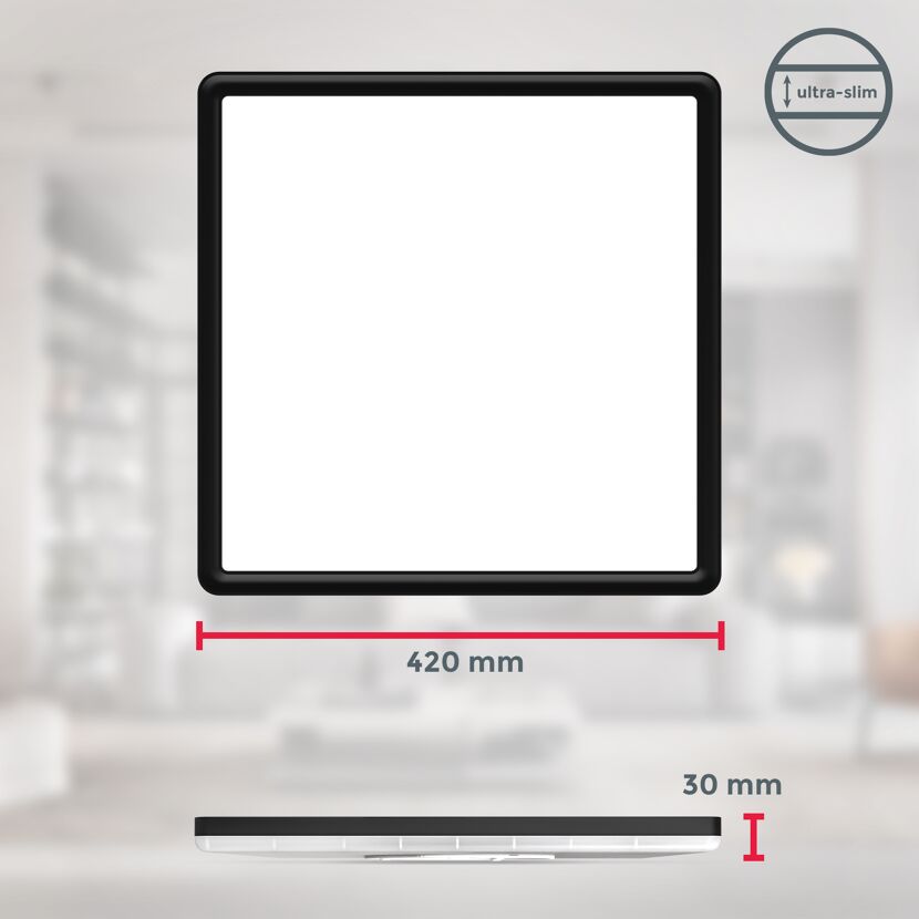 LED-Deckenleuchte 'Slim' 42 x 42 cm schwarz 2700 lm