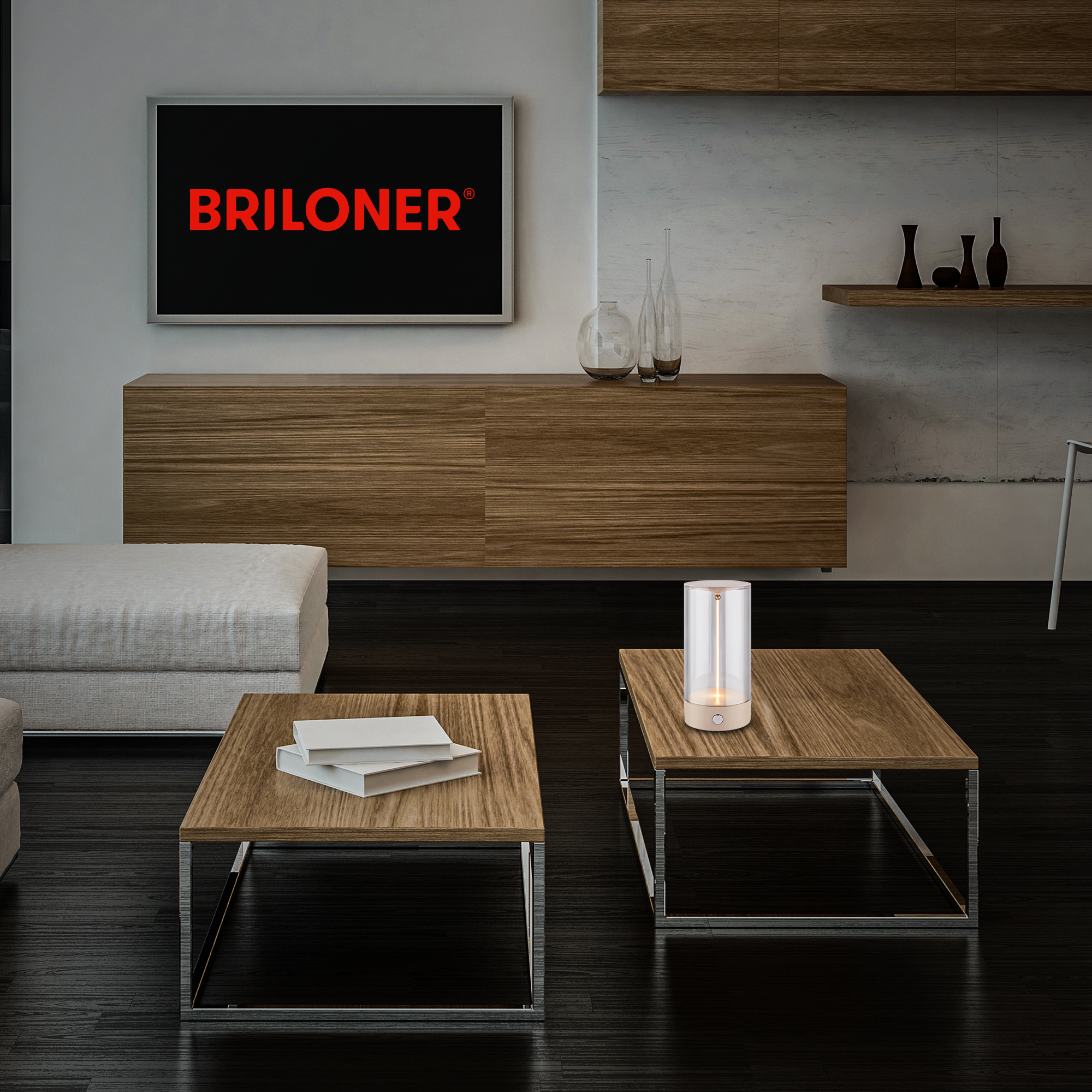 LED-Tischleuchte 'Wiggle' beige kabellos