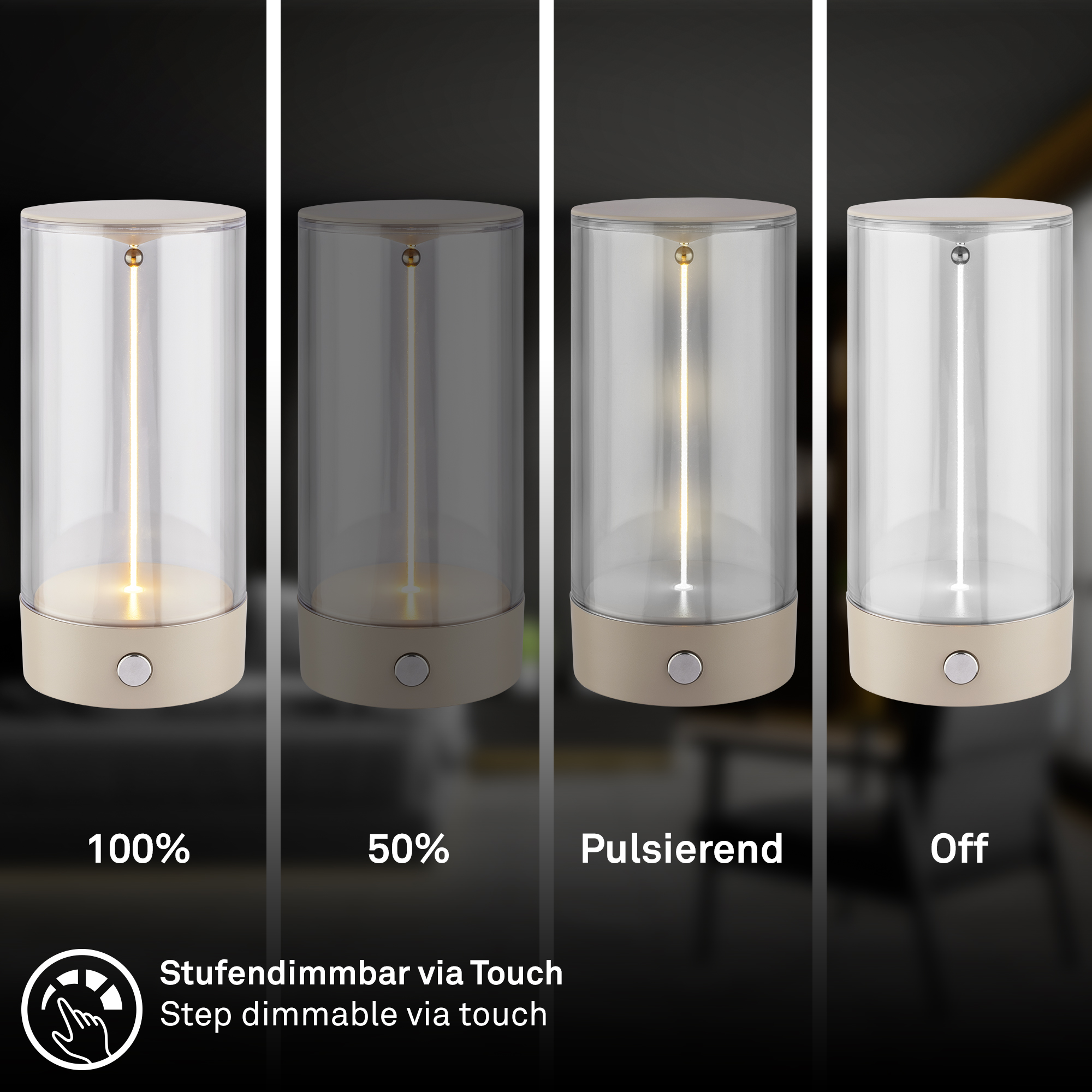 LED-Tischleuchte 'Wiggle' beige kabellos