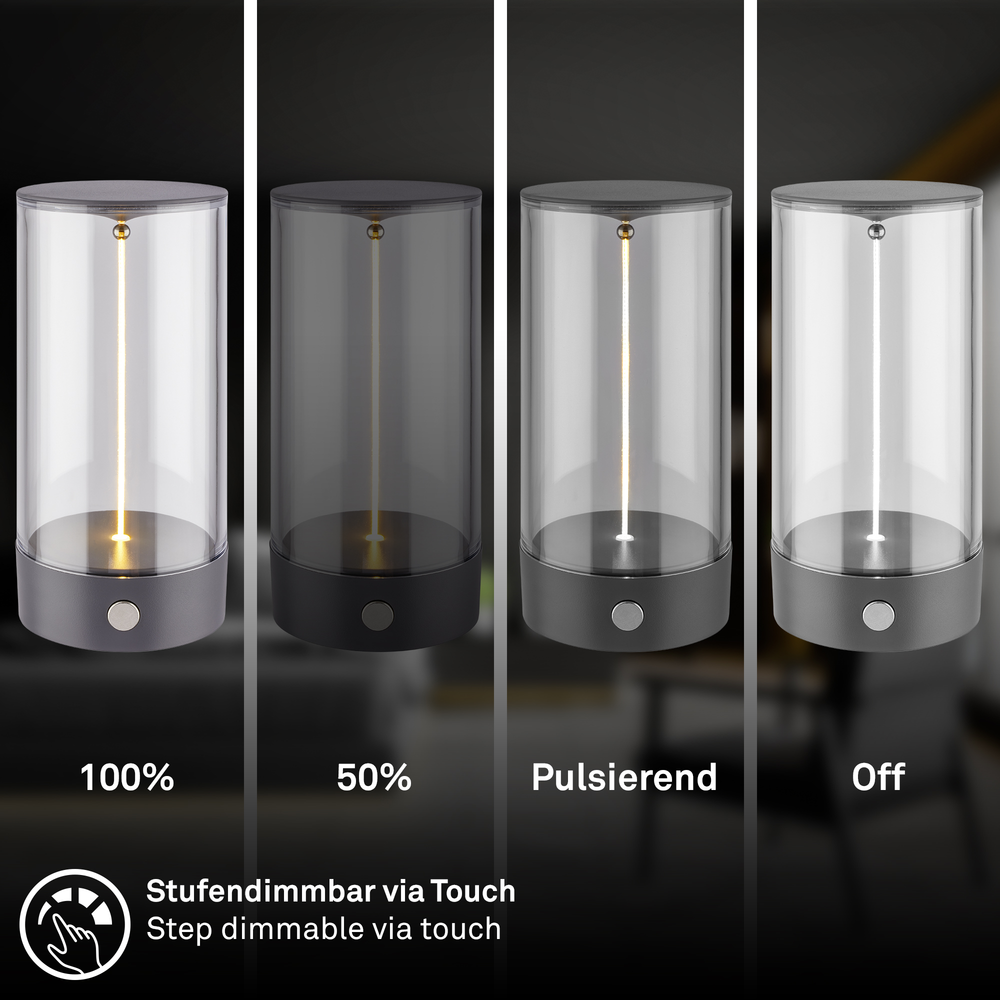 LED-Tischleuchte 'Wiggle' anthrazit kabellos