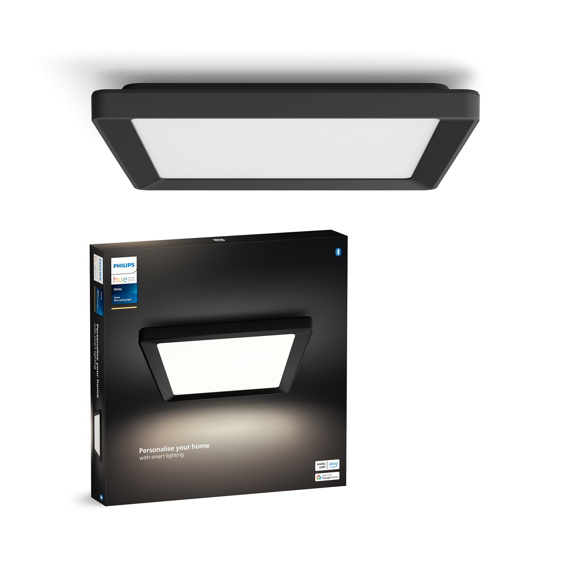 Panelleuchte 'Hue Tento W SQ S' schwarz Ø 29,5 cm