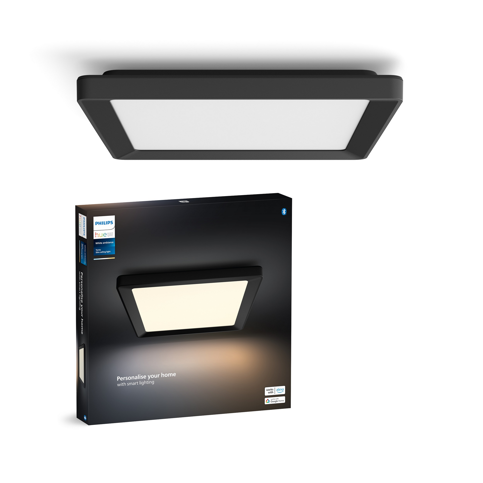 Panelleuchte 'Hue Tento WA SQ S' schwarz 29,5 x 29,5 cm