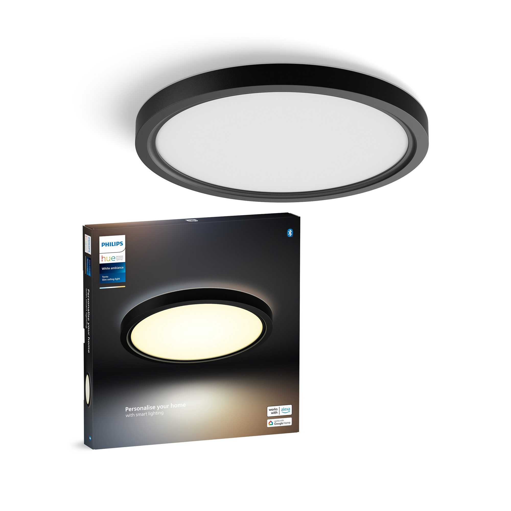 Panelleuchte 'Hue Tento WA RD S' schwarz Ø 29,1 cm