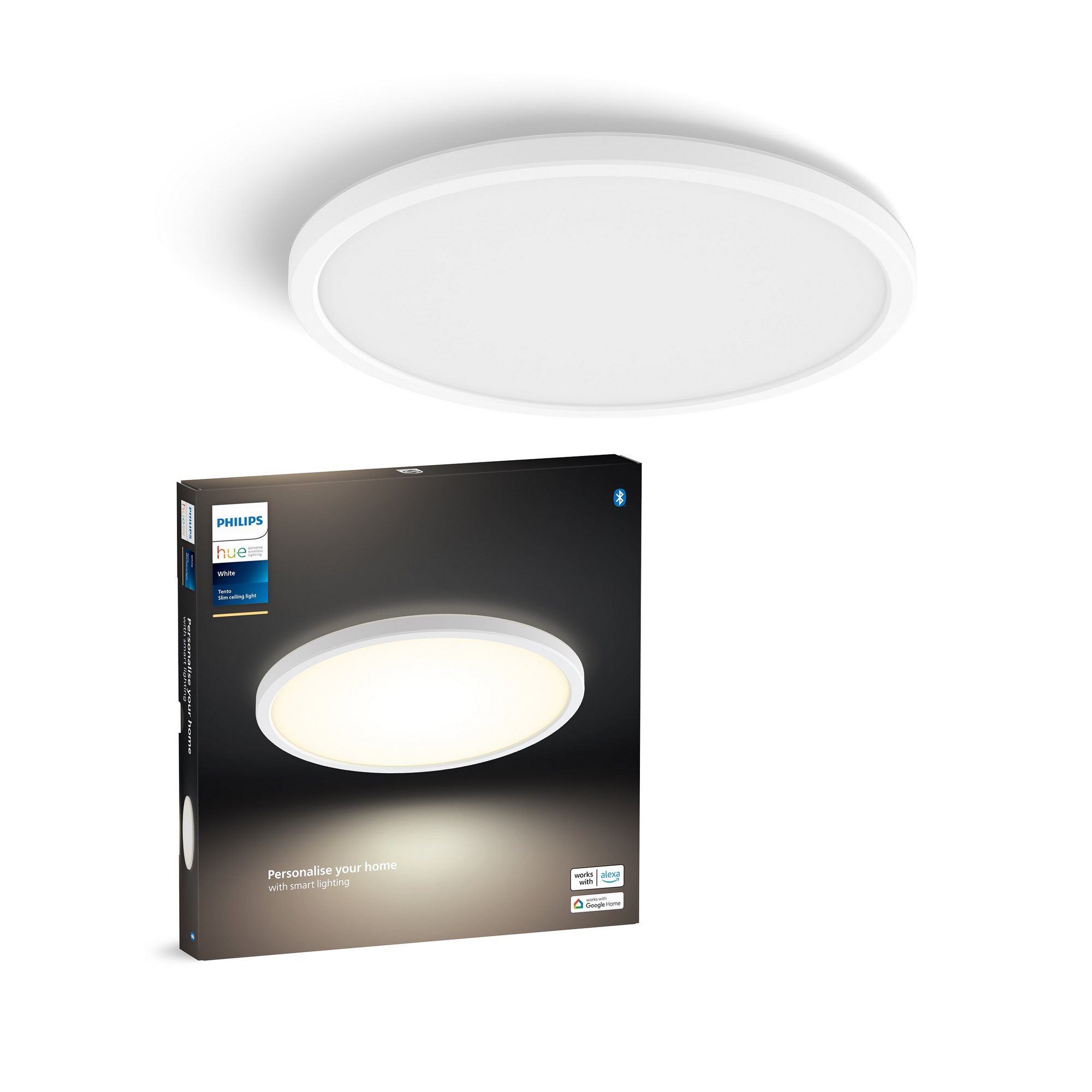 Panelleuchte 'Hue Tento W slim ceiling RD S' weiß Ø 29,1 cm