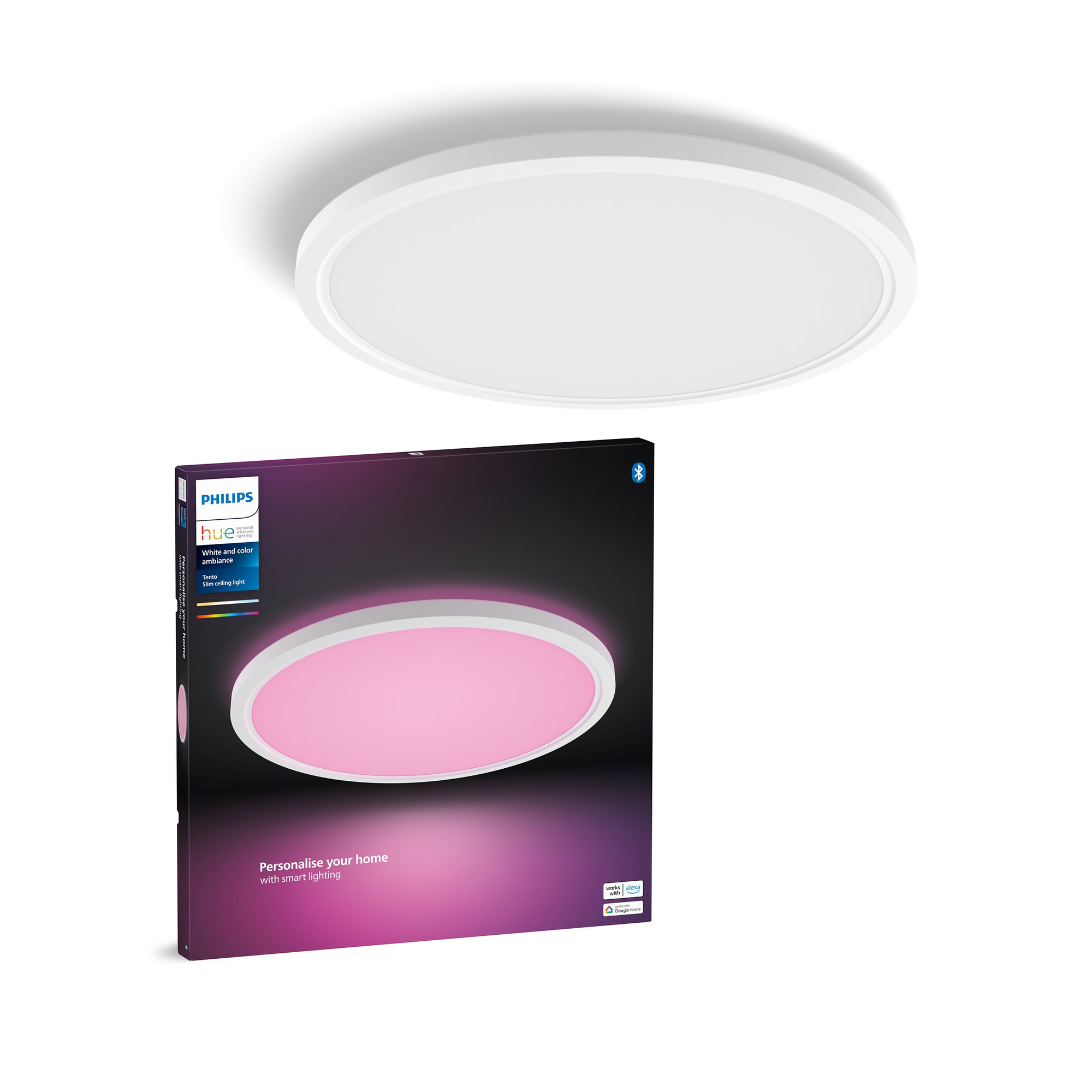 Panelleuchte 'Hue Tento WACA RD XL' weiß Ø 54,2 cm, mit Farbwechsler