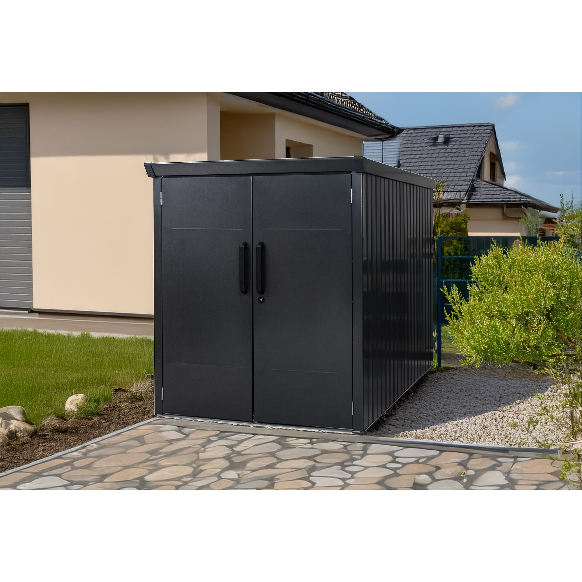 Fahrradgarage 'Velos 1' Metall schwarz 133 x 222 x 151 cm