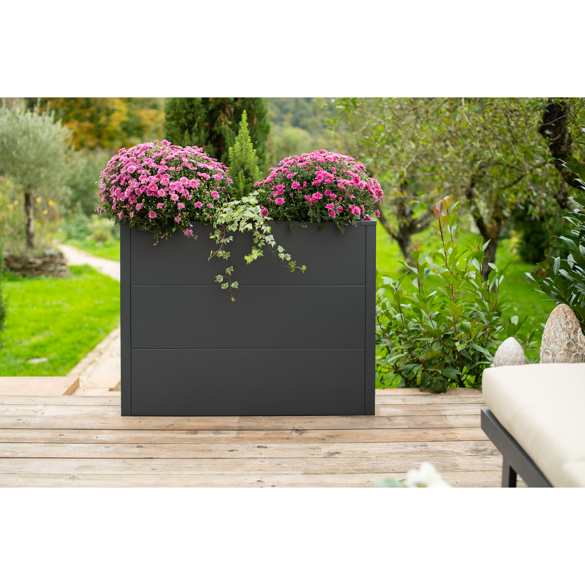 Pflanzkübel 'Talus XL' Stahl anthrazit 100 x 25 x 77 cm