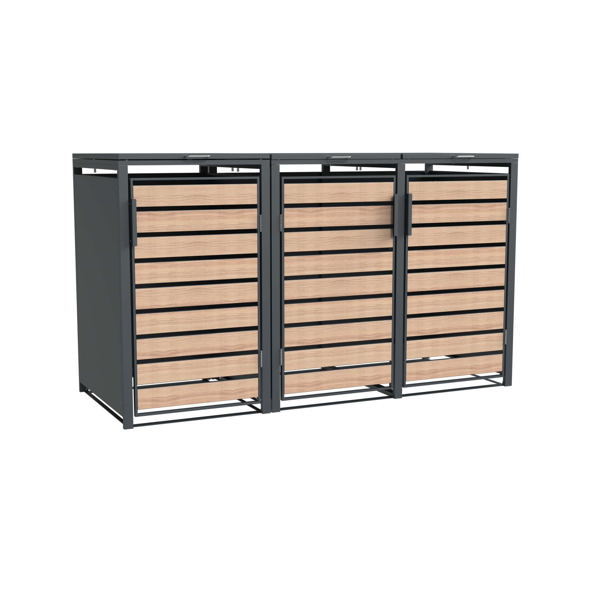 Mülltonnenbox 'Lacina' anthrazit/Holzoptik 80 x 200 x 116 cm