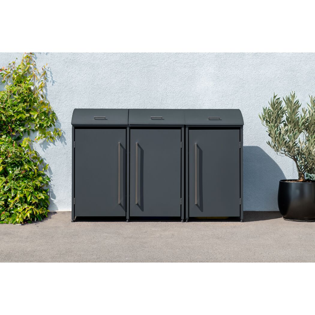Mülltonnenbox 'Moderna 3' anthrazit 83 x 211 x 135 cm