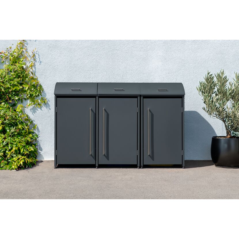 Mülltonnenbox 'Moderna 3' anthrazit 83 x 211 x 135 cm