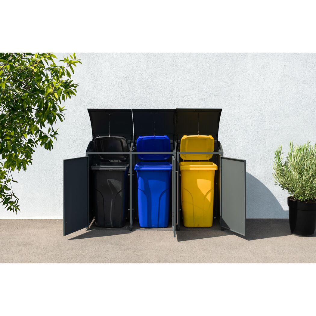 Mülltonnenbox 'Moderna 3' anthrazit 83 x 211 x 135 cm