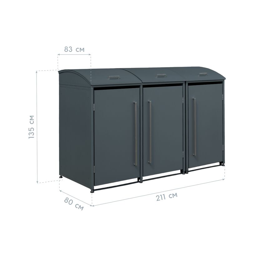 Mülltonnenbox 'Moderna 3' anthrazit 83 x 211 x 135 cm