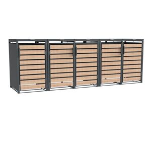 Mülltonnenbox 'Lacina' anthrazit/Holzoptik 80 x 332 x 116 cm