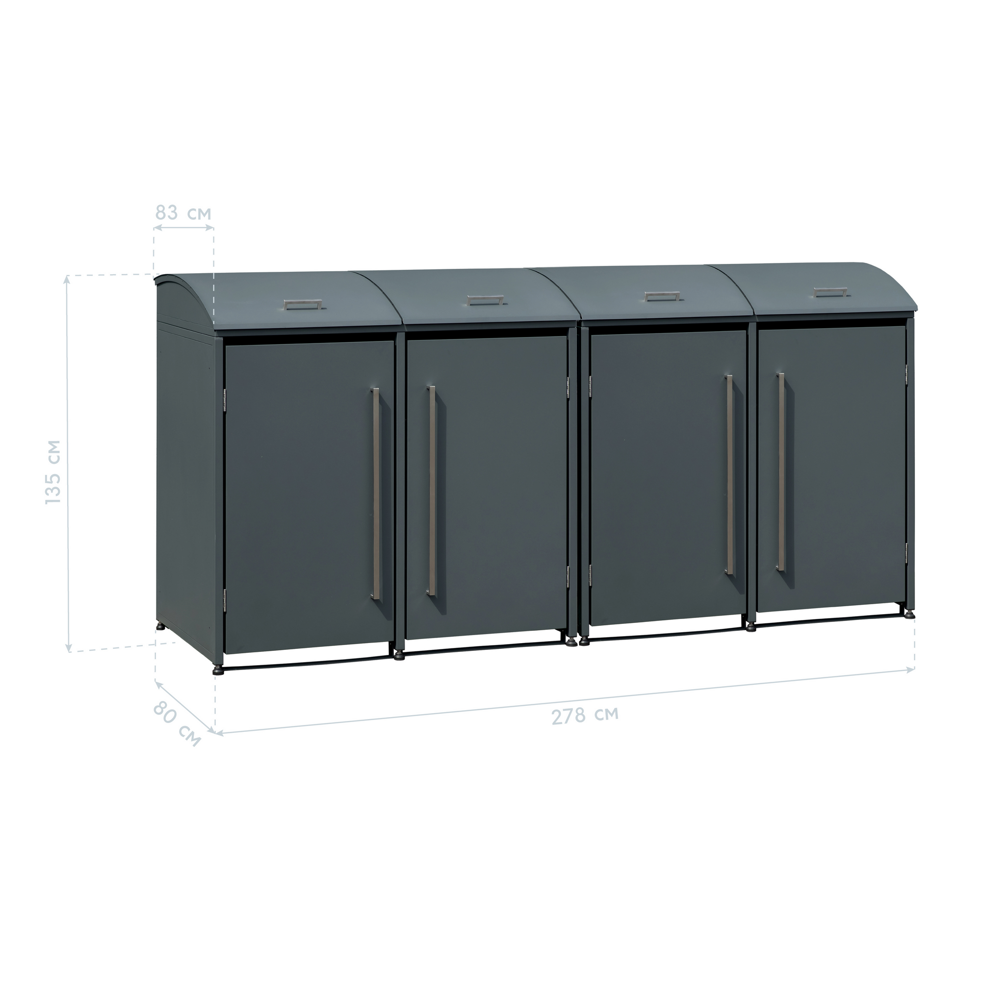 Mülltonnenbox 'Moderna 4' anthrazit 83 x 278 x 135 cm