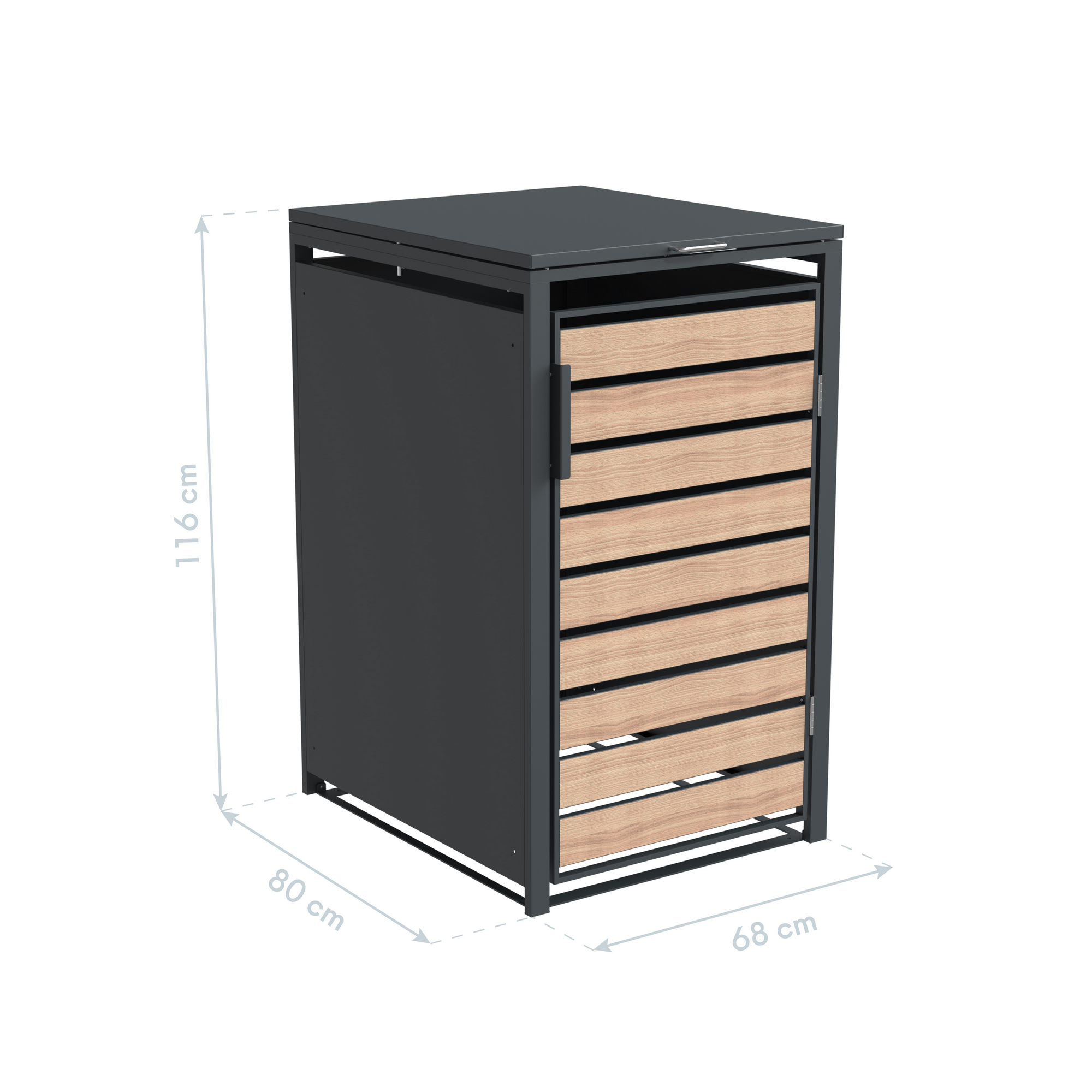 Mülltonnenbox 'Lacina' anthrazit/Holzoptik 80 x 68 x 116 cm