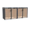 Mülltonnenbox 'Lacina' anthrazit/Holzoptik 80 x 264 x 116 cm