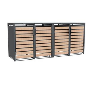 Mülltonnenbox 'Lacina' anthrazit/Holzoptik 80 x 264 x 116 cm